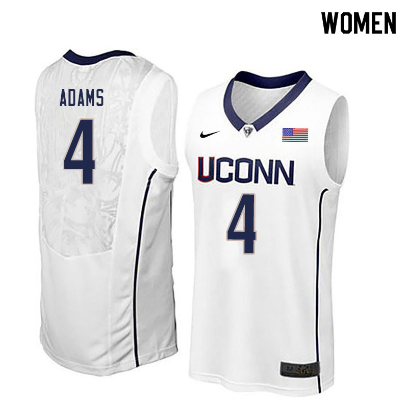 Women #4 Jalen Adams Uconn Huskies College Basketball Jerseys Sale-White - Click Image to Close
